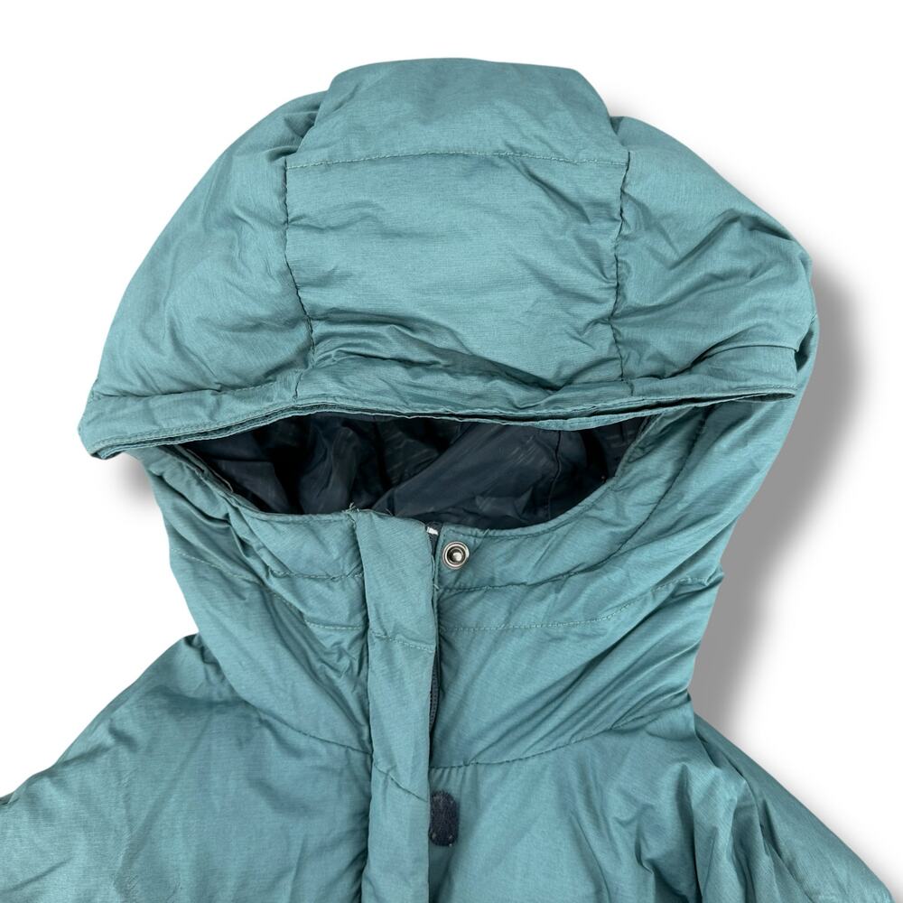 Vintage 80s 90s era Columbia Puffer Jacket Hooded Full Zip Warm Teal Blue Small - Picture 3 of 7